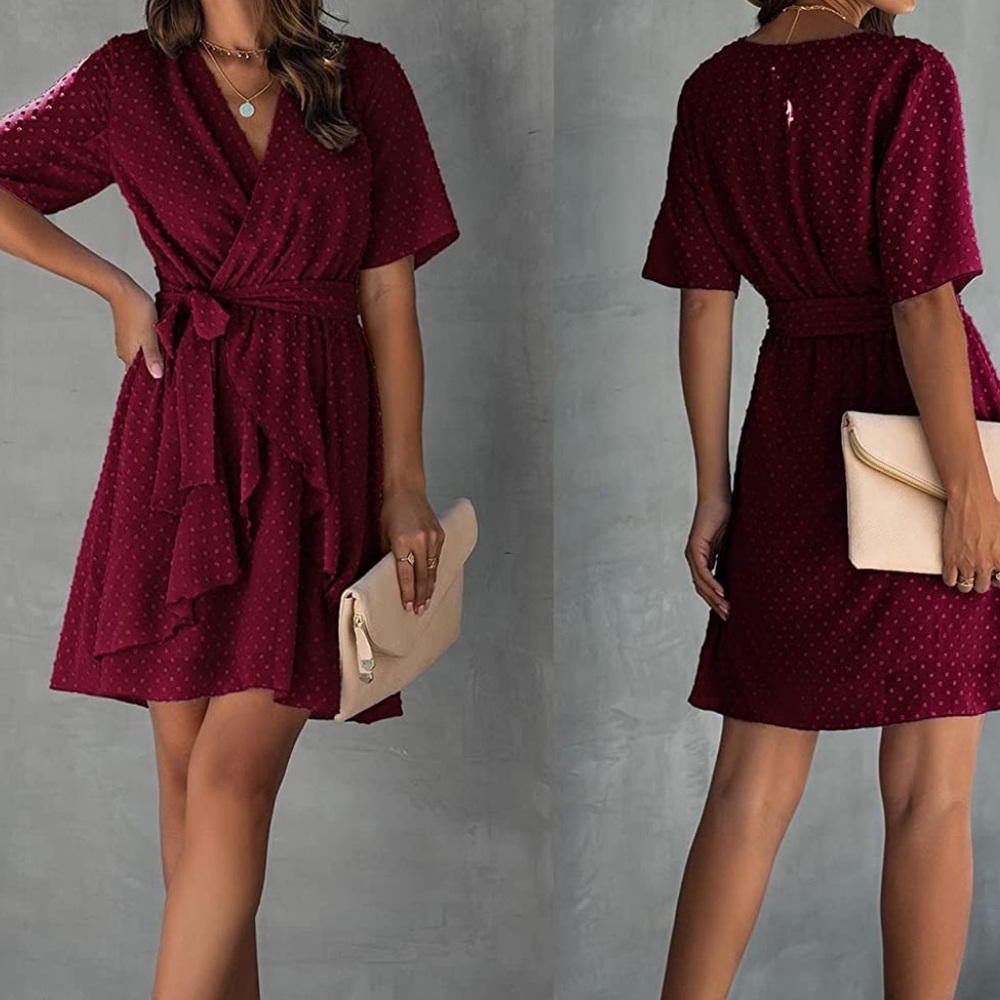 Faux wrap Swiss dot dress